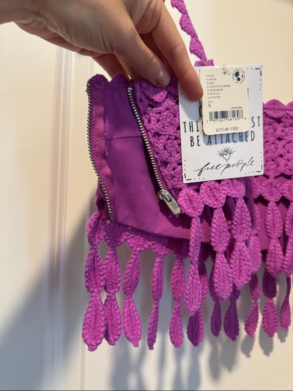 Free People Purple Festival Crochet Fringe Crop Top - Picture 6 of 9